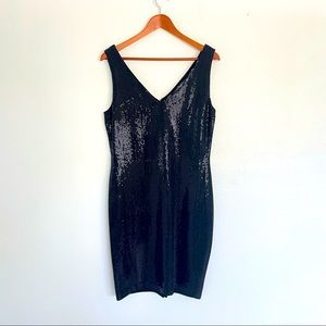 ST. JOHN EVENING by Marie Gray Black Paillette-Embellished Knit Dress- Sz 10